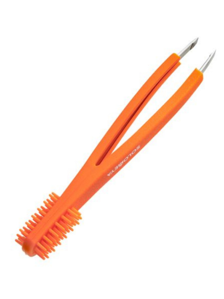 Пинцет для бровей со скошенным краем и силиконовой щеточкой Solomeya Eyebrow tweezer, 1 шт.